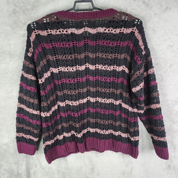 Womens LuLaRoe Striped Open Knit Mariah Sweater Round Neck Long Sleeve Size 3XL - Picture 8 of 11